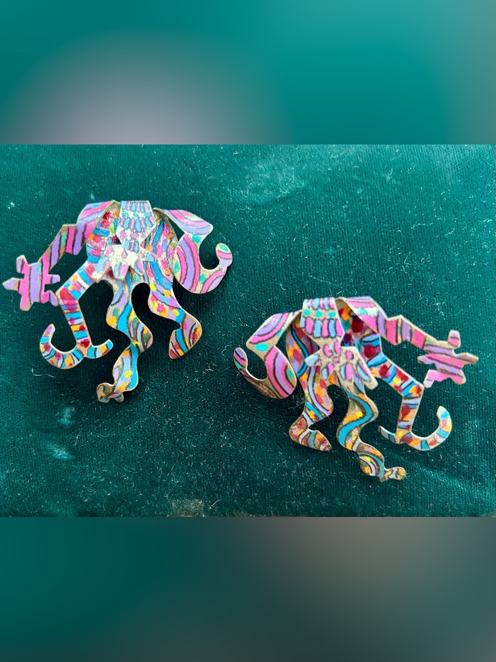Vintage 80's Enameled Pierced Earrings